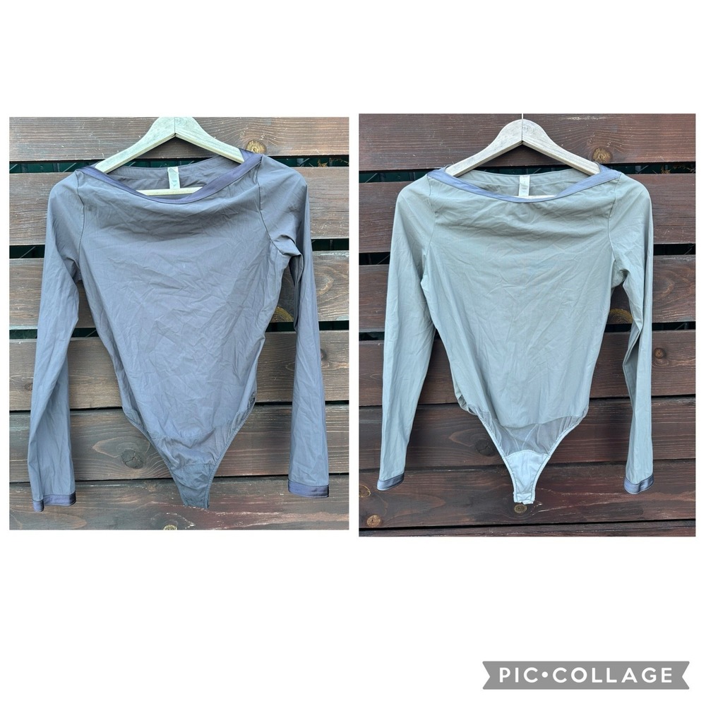 Victorias Secret Lot 2 Gray Tone Body Suit Blouse Nylon Spandex Made Is‎ USA *M